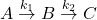 A\overset{k_1}{\rightarrow} B \overset{k_2}{\rightarrow} C