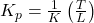  K_p = \frac{1}{K} \left( \frac{T}{L} \right) 